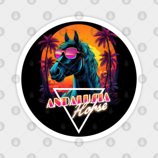 Retro Wave Andalusia Horse Vibes Magnet by Miami Neon Designs